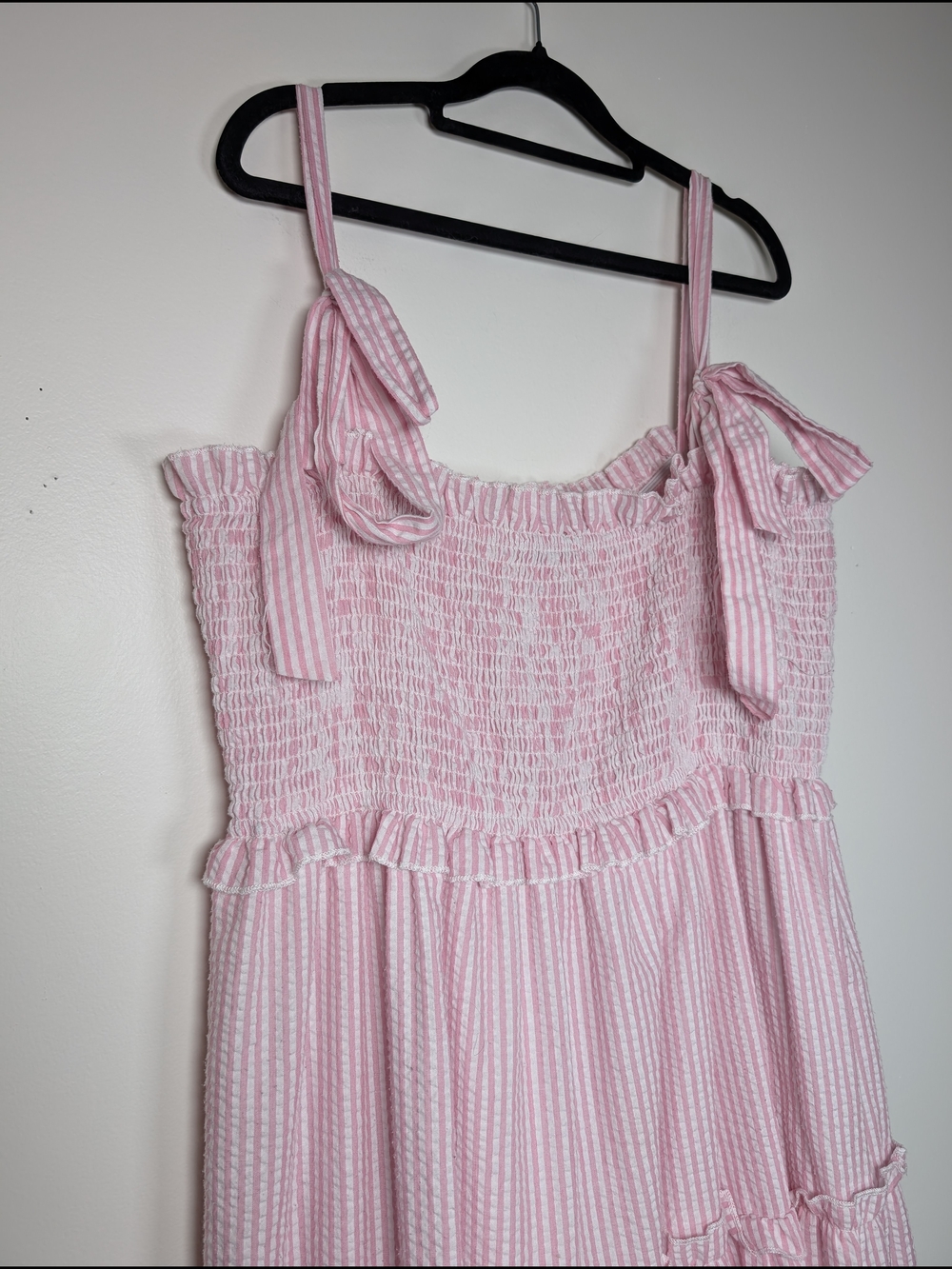 Simply Southern Pink Seersucker Smocked Maxi Dress Cottagecore XXL - Picture 7 of 11